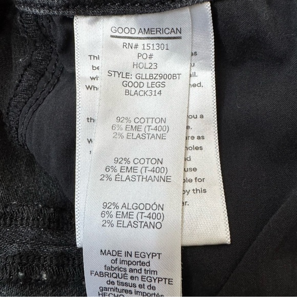 Good American Good Legs w/ Zip Ankle Stretch Black Denim Jeans - Size 4/27 - Picture 4 of 15